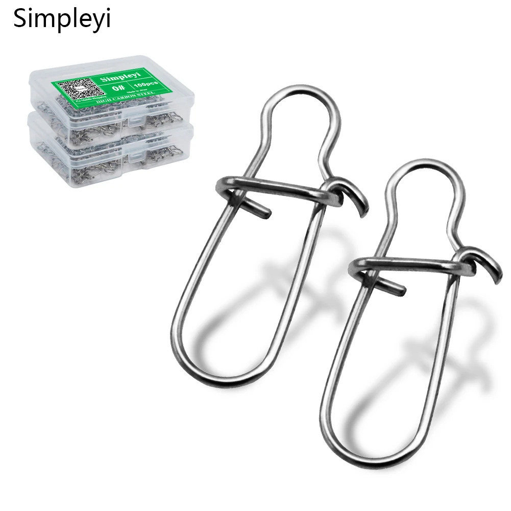 

50pcs/box Stainless Steel Hooked Snap Fishing Barrel Swivel Safety Snaps Hook Lure Accessories Connector Snap