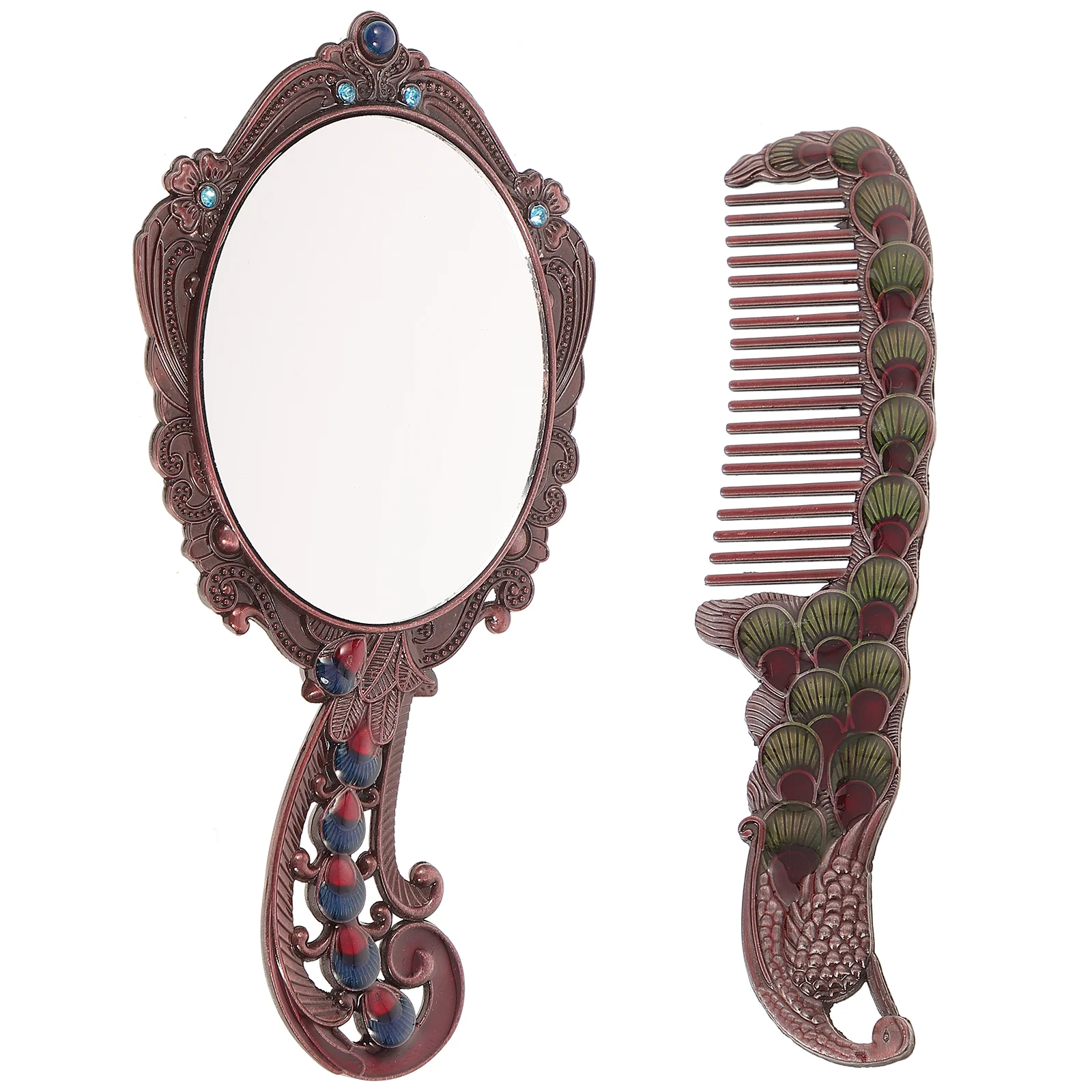 

Beauty Mirror Comb Set Hairdressing Foldable Vanity Vintage Makeup Handheld
