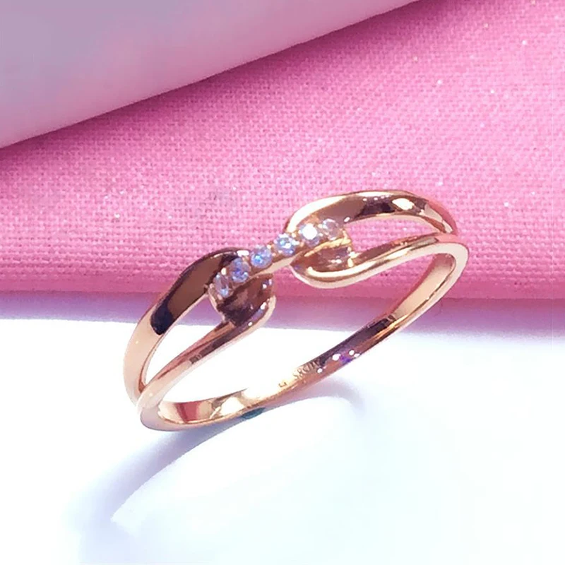 585 фиолетовое золото 14 к розовое золото новый простой стиль кристалл свадебные кольца для пар открытые очаровательные изысканные искусственные Роскошные ювелирные изделия