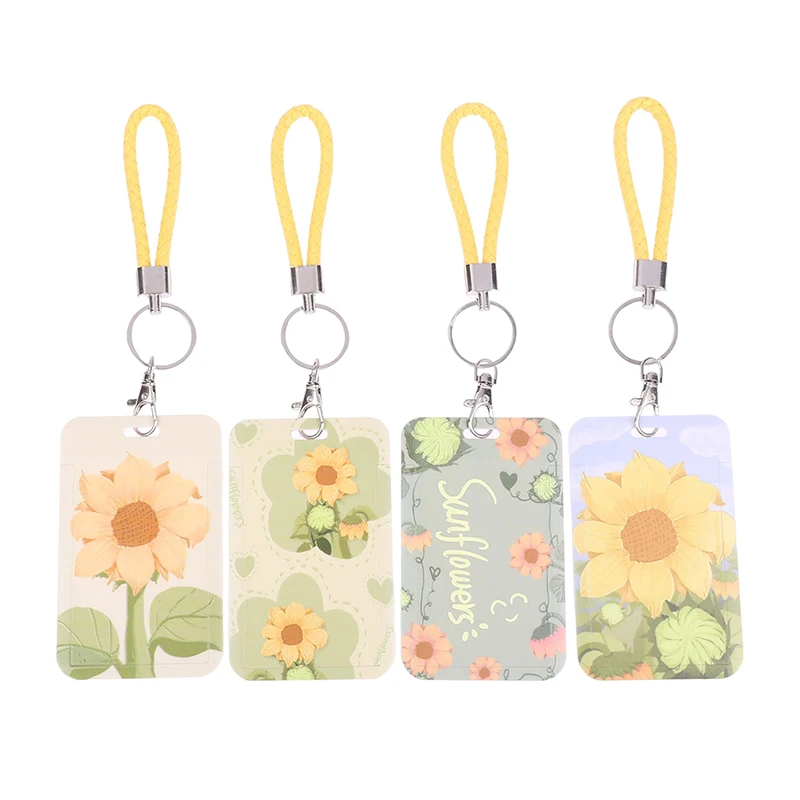 

1PC Retractable Identity Badge Card Cover with String Bag Simple Flowers Women Girl Business Credit Card ID Bus Card Holder