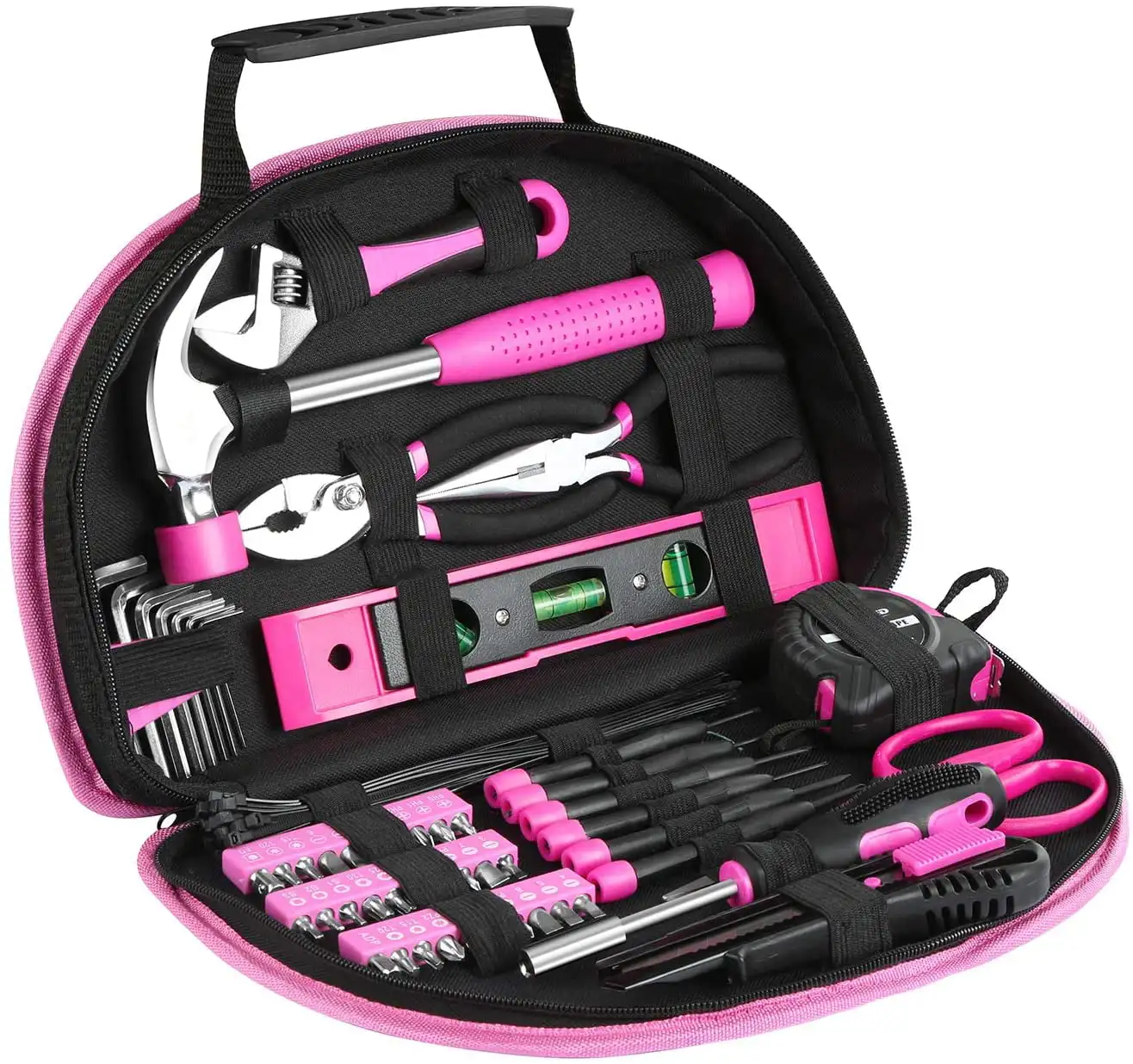 

69-Piece Pink Tool Set for Women, Ladies Hand Tool Kit with Easy Carrying Tool Bag Box for DIY, Home Maintenance ＆ Dorm Repair