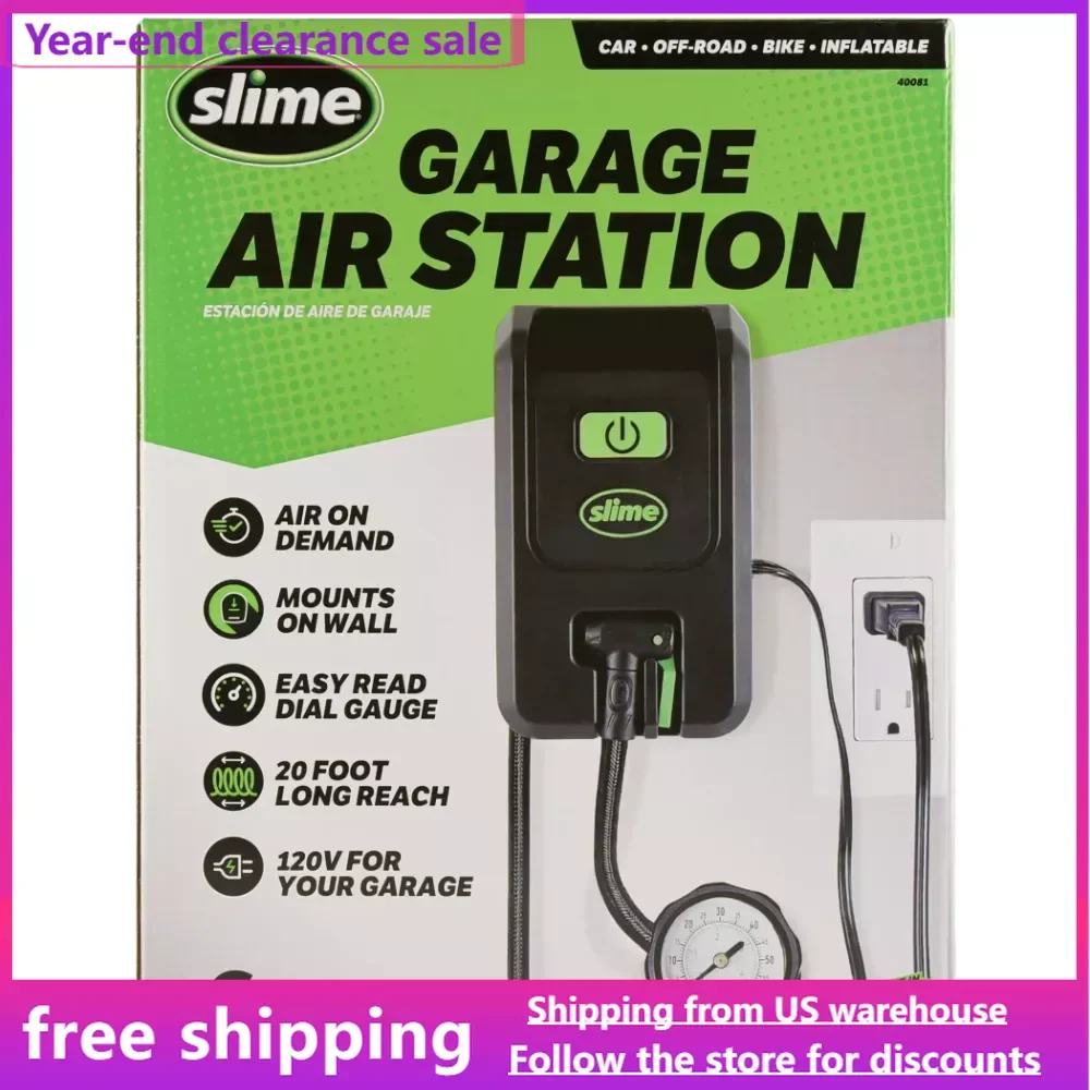 

Inflation station 120V tire inflator tire pump, maximum inflation pressure 60 PSI pressure gauge