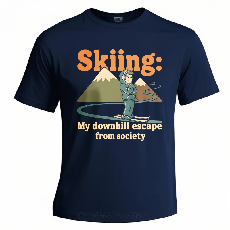 Фото Для него летняя комфортная футболка Лыжи My Downhill Escape From Society Уличная одежда Женская футболка с коротким рукавом и круглым вырезом Бренд №5