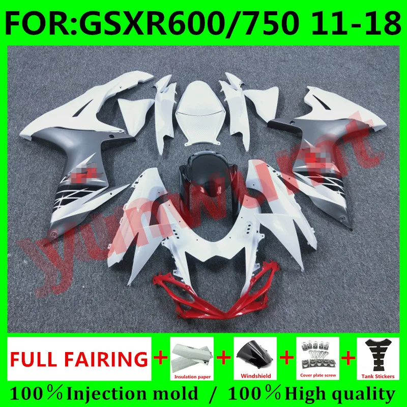 

Motorcycle Fairing for Suzuki GSXR600 2014 GSX R 600 750 11 12 13 14 15 16 GSX-R750 2011 - 2021 K11 Fairings Kit set grey white