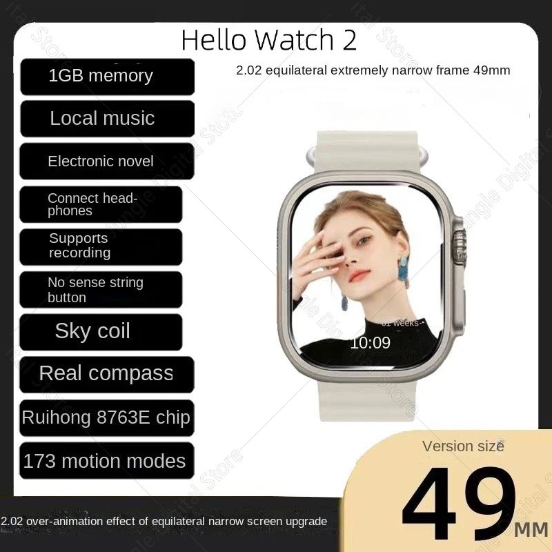 

2023 New Hello Watch 2generations Men Smart Watch H11 Ultra Upgraded 2.02 Inch Compass Smartwatch with 1GB ROM Local Music
