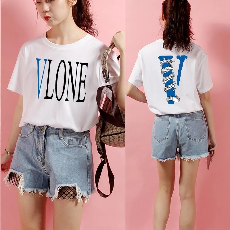 Футболка VLONE Мужская/женская из натурального хлопка уличная одежда 100% свободная