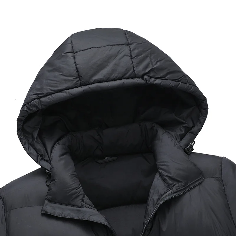 New Hat Detachable Hooded Parkas Jacket for Men Winter Thickened Warmth Coat Zipper Large Size Outerwear Chamarras Para Hombre