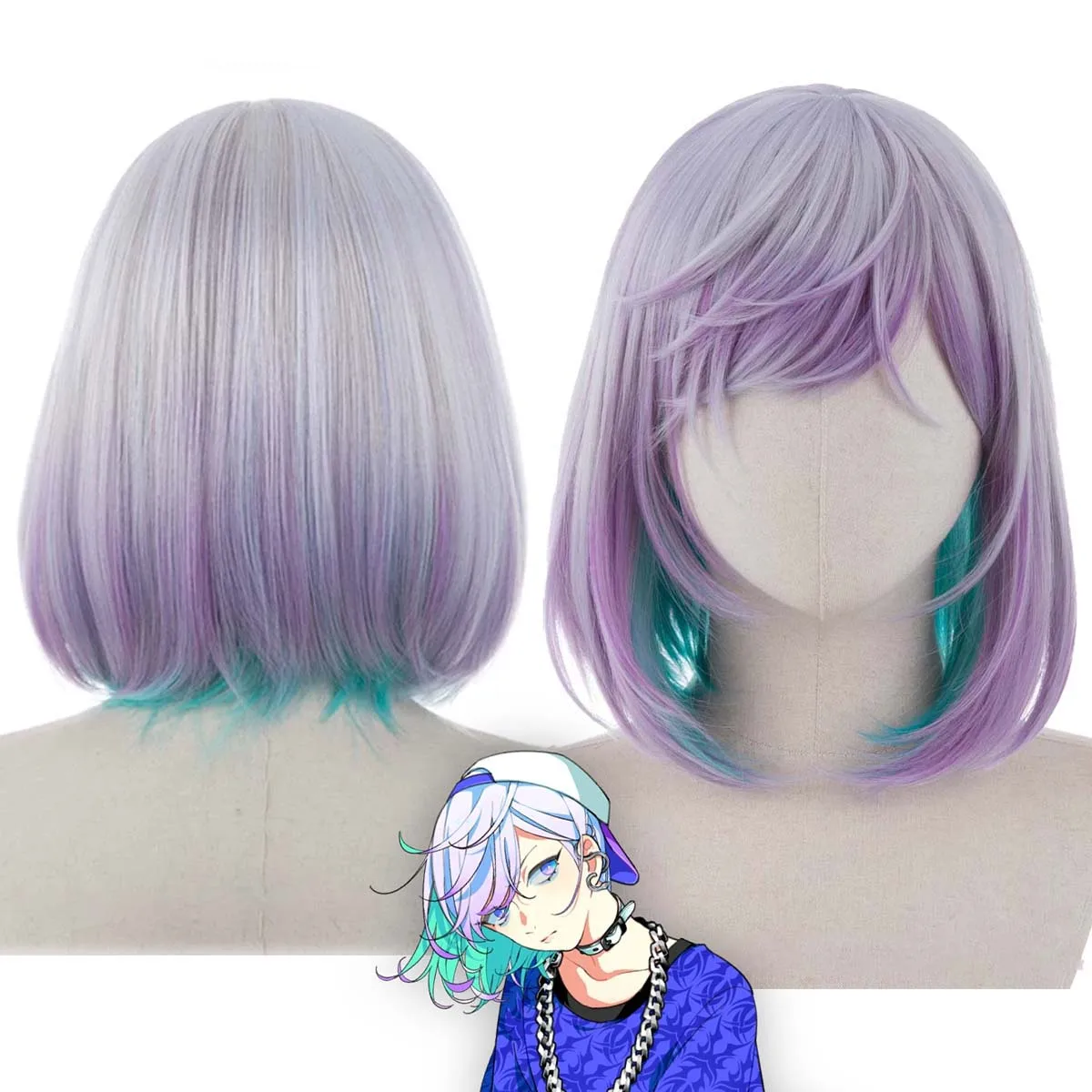Фото Короткий фиолетовый термостойкий парик из синтетических волос Anime Paradox Live Cosplay KANATA MC:NAYUTA №1