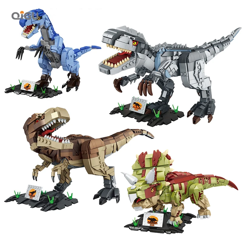

Creative Dinosaur Tyrannosaurus Rex Triceratops Velociraptor Dinosaur World Model Building Blocks City Dino Bricks Children Toys