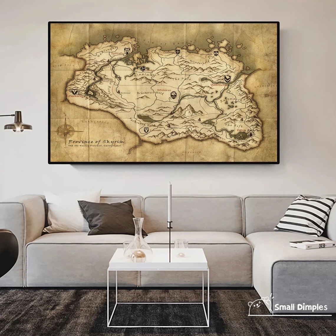 

The Elder Scrolls V Skyrim Map Game Poster Canvas Art Print Home Decoration Wall Painting ( No Frame )