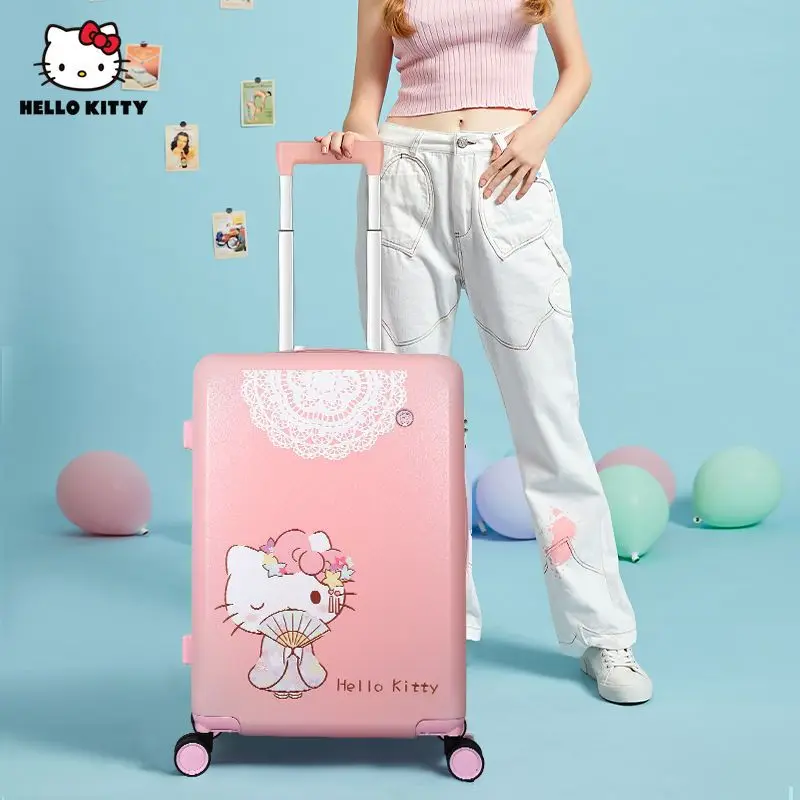 Hellokitty20-Inch Luggage Student 24-Inch Trolley Case Pink Suitcase Large Capacity Lightweight Sanrio business travel cute