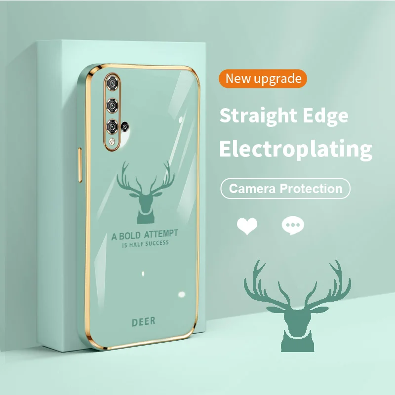 

Deer Electroplating for Honor 20 20S for Huawei Nova 5T Y9s P Smart Pro 2019Honor 9X Pro 10X 5G Coverage Camera Protective Cover