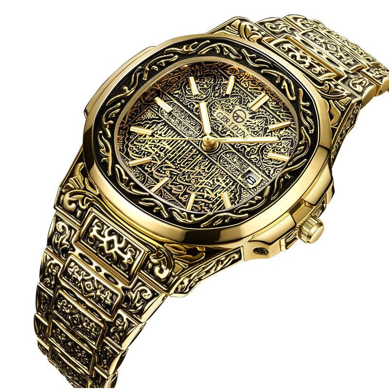 2022 Fashion Quartz Watch Men Brand Luxury Retro Golden Stainless Steel Watch Men Gold Mens Watch Reloj Hombre relogio masculino