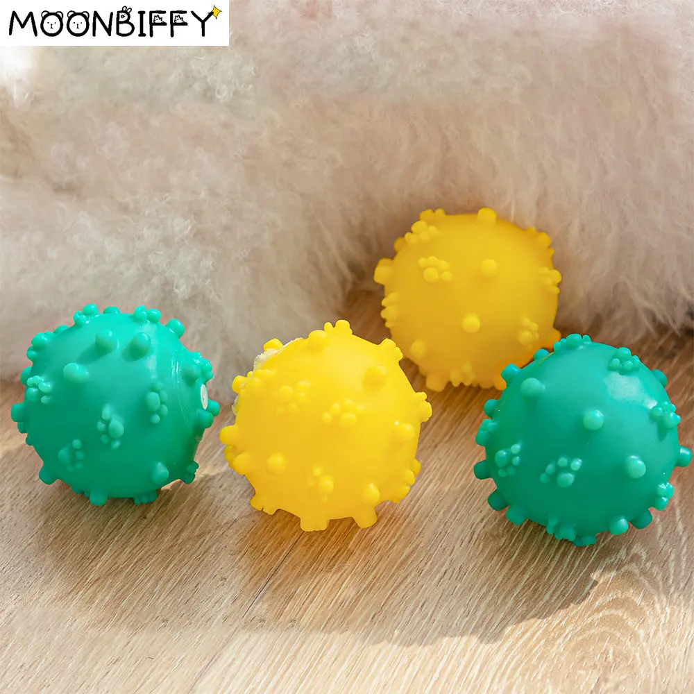 

Funny Pet Dog Foot Print Ball Toy Colorful Sound Squeaky Toys for Dogs Cats Soft Chew Sound Interactive Puppy Ball Toy Wholesale
