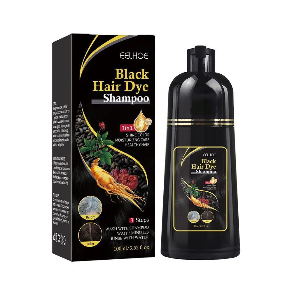 Shampoo For Gary Hair Dark Brown Black For Women & Men 3 In 1 100% Grey Coverage Herbal
