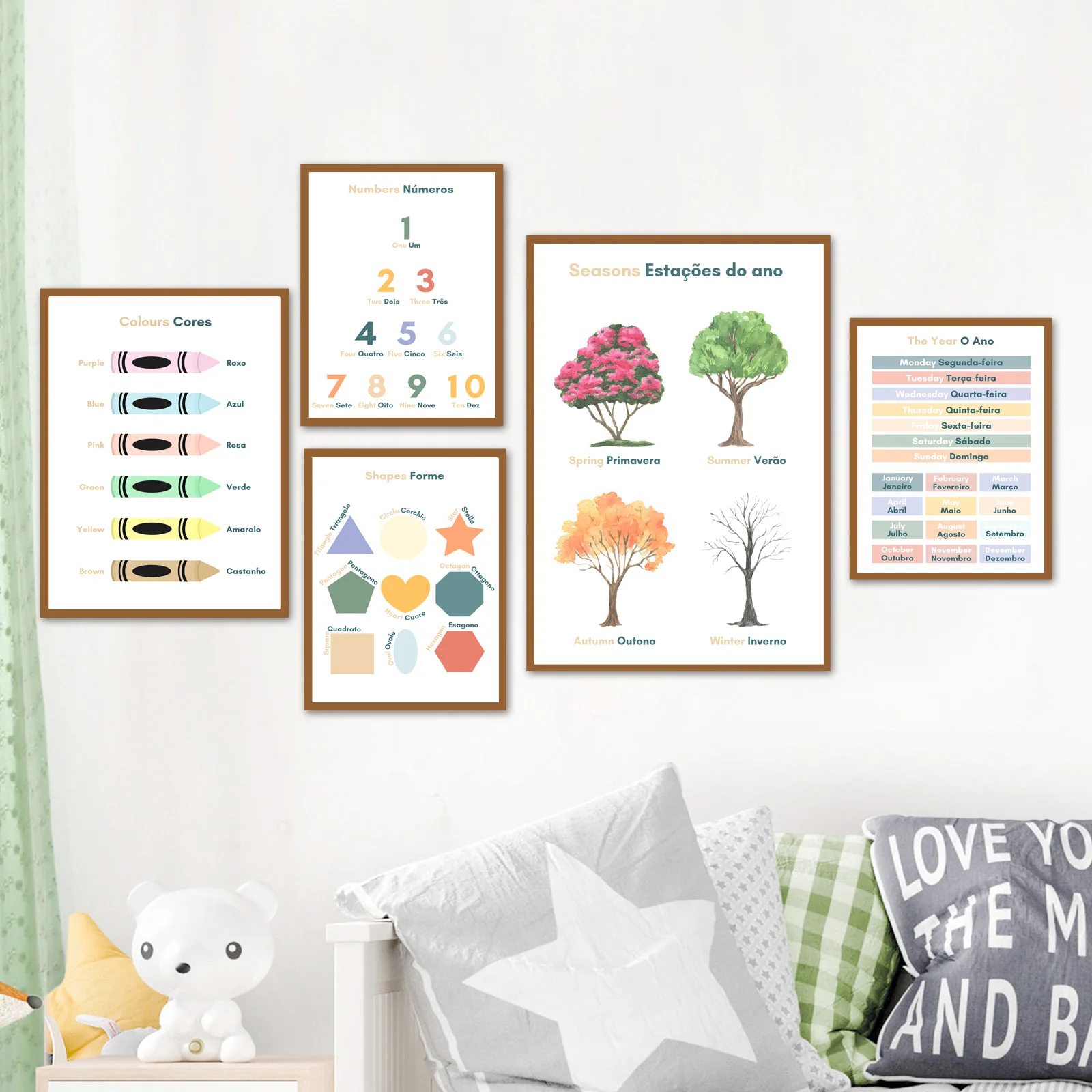 

Bilingual Espanol English Solar System Numbers Wall Art Canvas Painting Nordic Posters And Prints Wall Pictures Classroom Decor