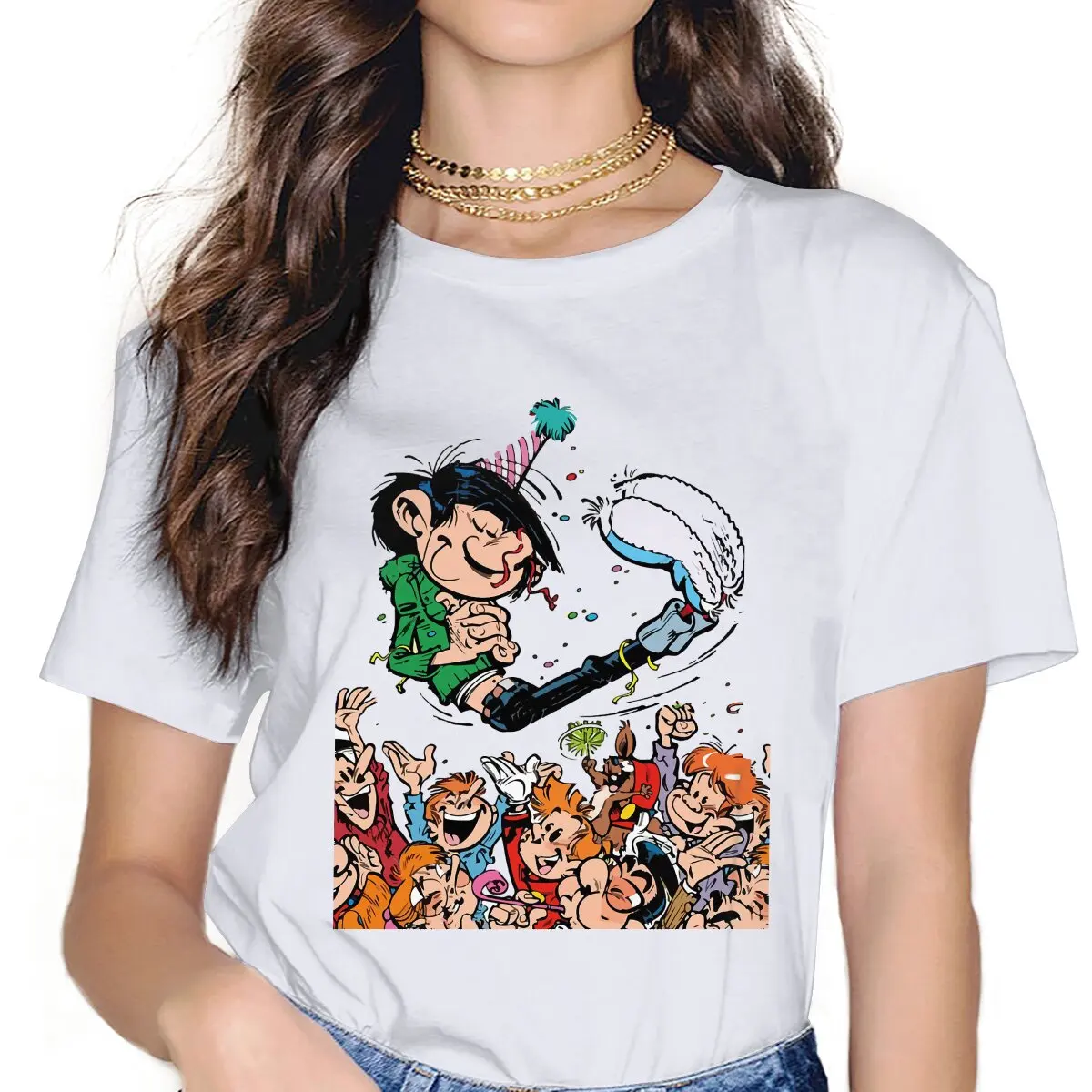 

Женские рубашки с надписью Gaston Lagaffe футболка с героем комикса Kawaii, винтажная женская одежда