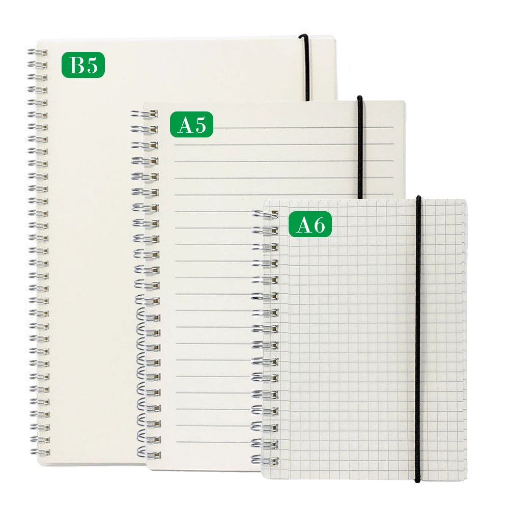 

A5 A6 B5 Simple Notebook PP Frosted Transparent Coil Grid Horizontal Line Blank Notepad 70 Sheets(140pages) Stationery Supplies