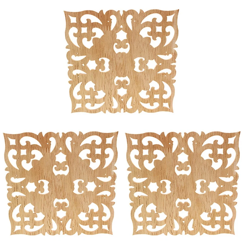 

3X Wooden Decal Supply European-Style Applique Real Wood Carving Accessories And Retail.Woodcarving