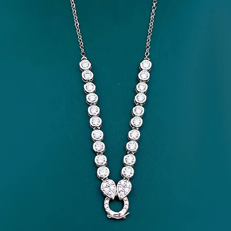 Цепочка с подвеской в виде муассанита серебро пробы | Украшения и аксессуары