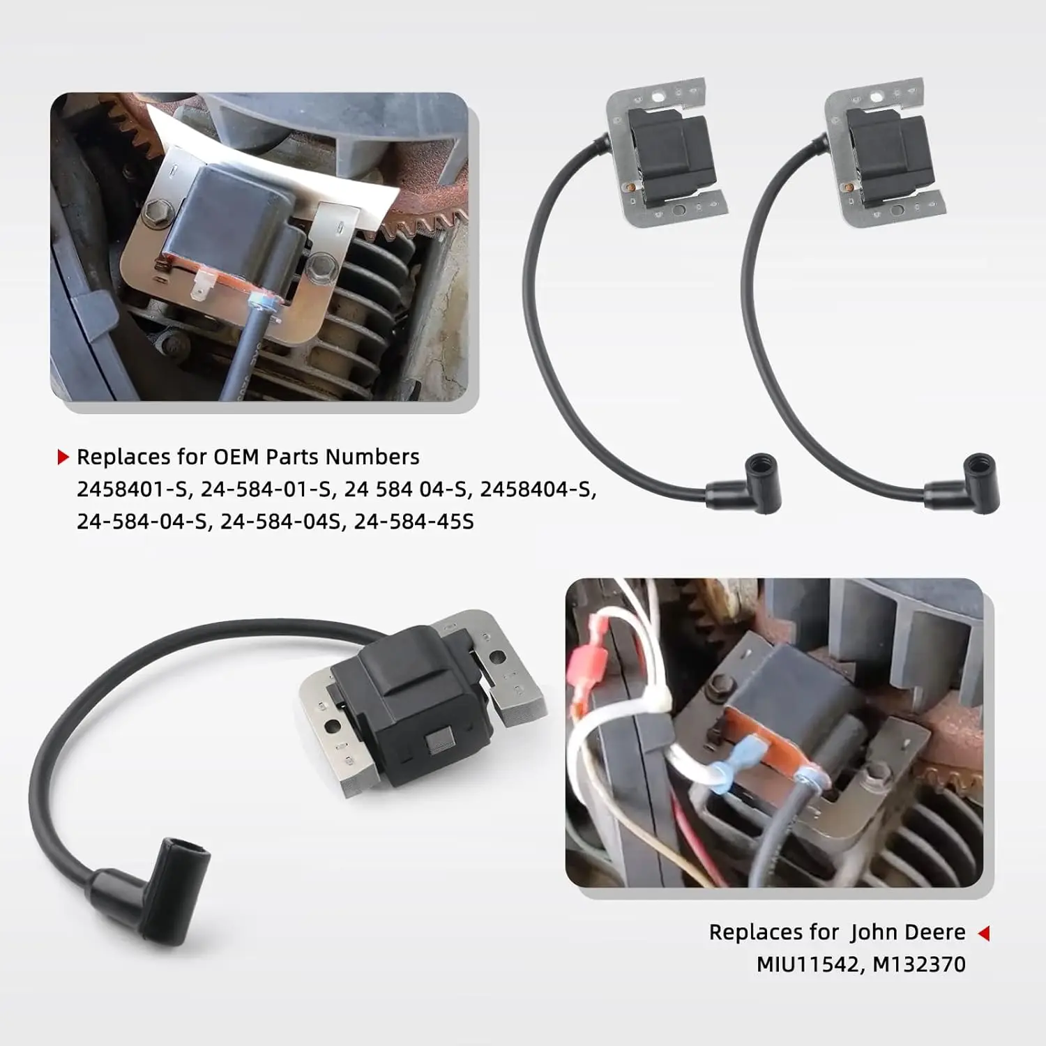 Фото Катушка зажигания 24 584 45-S, совместимая с двигателями Kohler CH18, CH20, CH22, CH23, CV22S, CV23, CV25, заменяет 24-584-01S, MIA11292 №4
