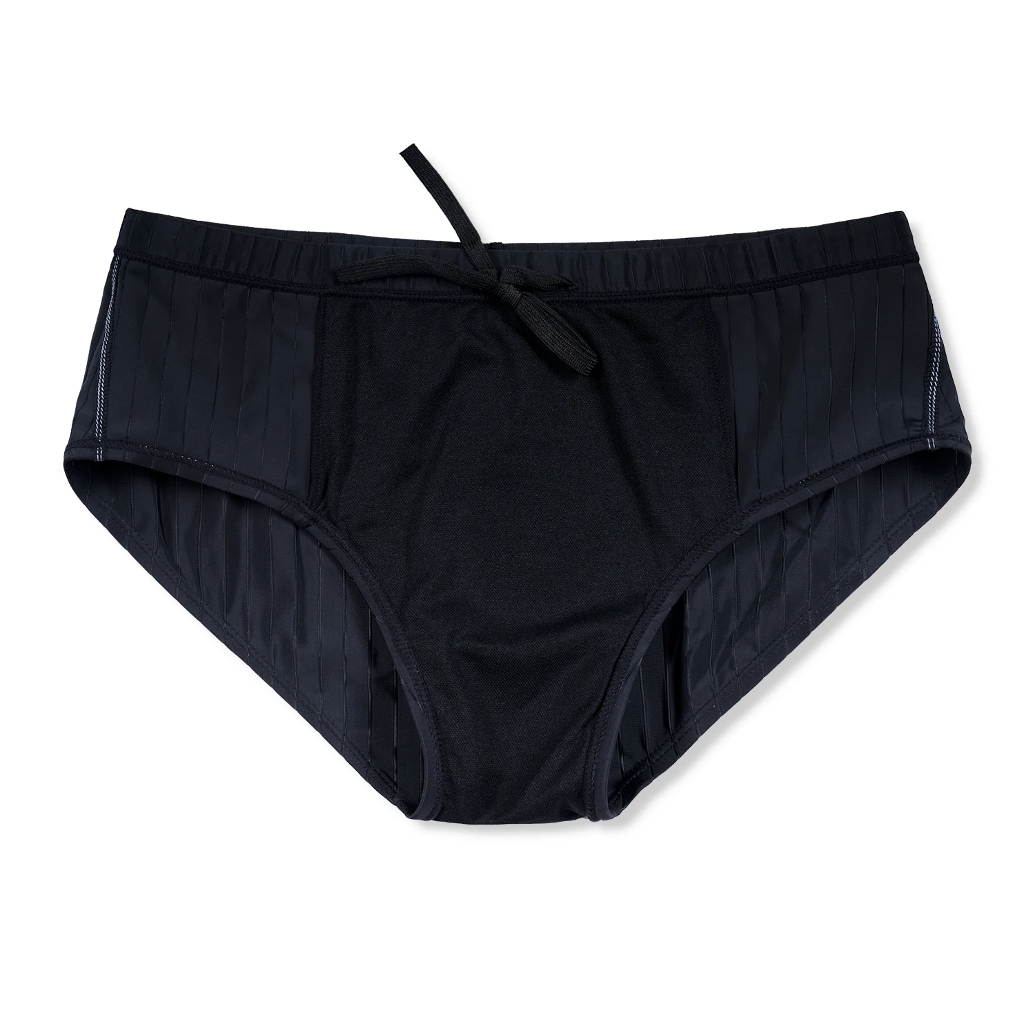 MY KILOMETRE Mens Solid Swim Briefs with Drawstring Sport Swimsuit Man Competition Training Swimming Brief Black Size S-2XL