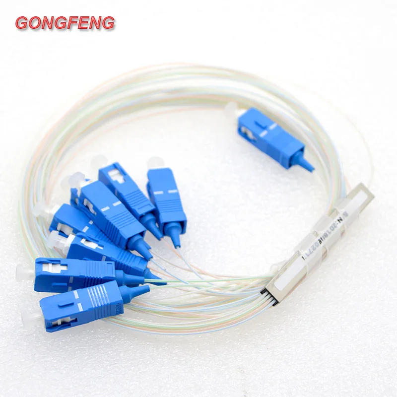 10pcs 1X8 PLC Fiber Optic Splitter FTTH Single Mode Optical Fiber Equipment Connector SC UPC APC 0.9mm Steel Tube Differentia