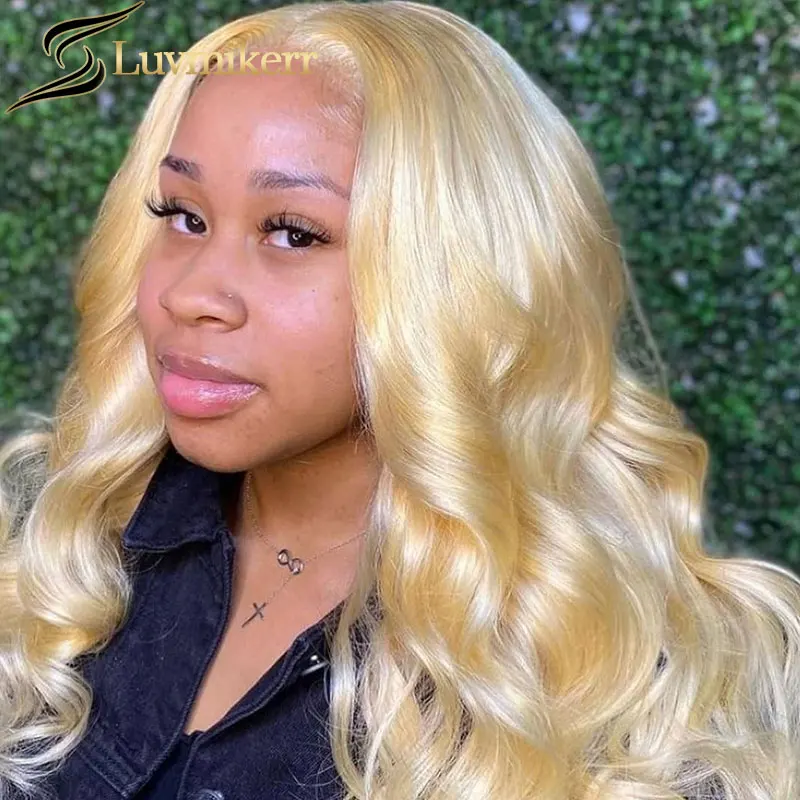 HD Colored 613 Blonde 13x4 Lace Frontal Wig Pre Plucked Brazilian Body Wave Human Hair Wigs Women Can Be Dyed Pink Purple Ginger |