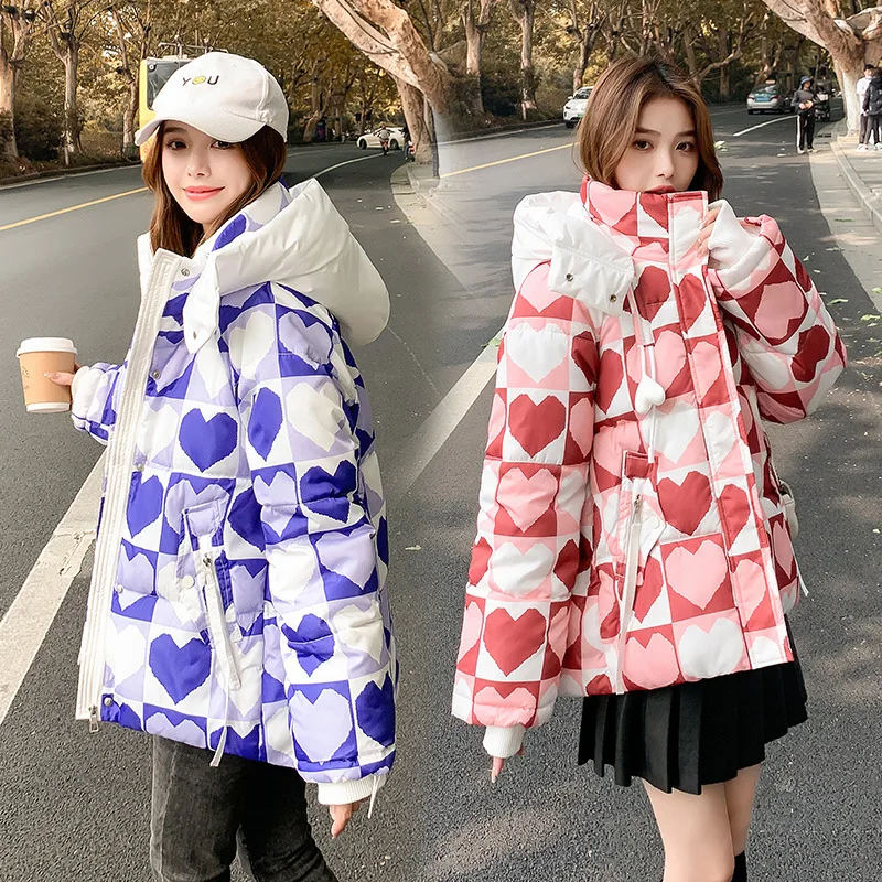 Women's hooded cotton jacket 2022 winter new casual fashion ladies Korean stand-up collar coat sweet college girl's coat