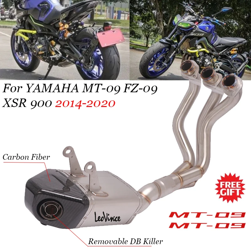 

For Yamaha MT-09 FZ-09 Tracer 900 XSR900 MT09 2014-2020 Link Pipe Carbon Muffler Full System Motorcycle Leovince Exhaust Escape