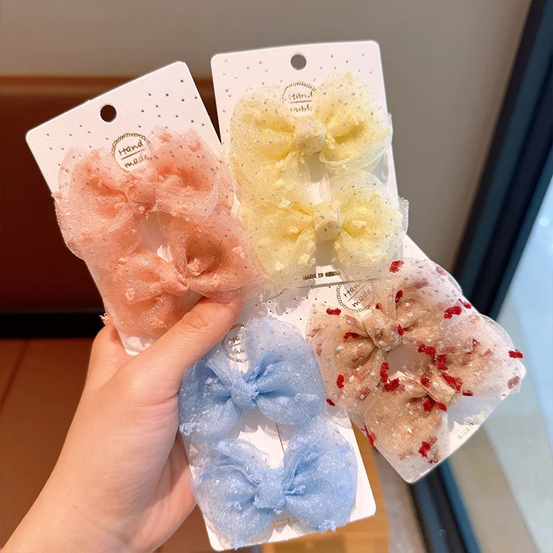 

Wholesale 30pcs Gauze Bow Girls' Hairpin Mori Style Sweet Little Girl Princess Hairpin New Children's Crown Headwear