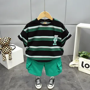 Toddler Boys Clothing Set 2022 Summer Baby cotton Striped T-Shirt and Shorts Children Kids Clothes Suits Costume 2-7Year Gift