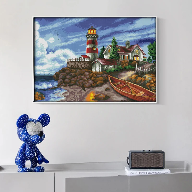 

Cross-embroidered picture hanging in the living room, 11CT/14CT hand embroidered