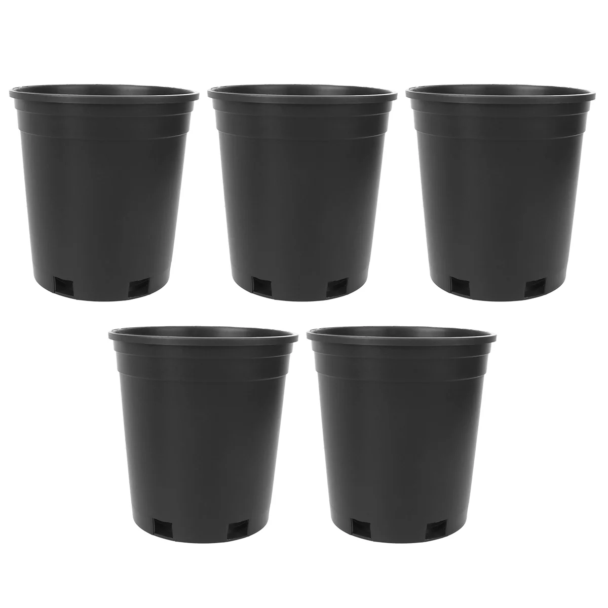 

5pcs Plastic Flower Pot Flower Nursery Pot Round Pot Garden Starter Pots Grow Vase Container ( Black 1 Gallon Capacity )