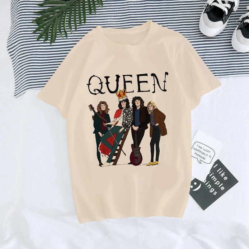 Hot Freddie Mercury Queen Band T Shirt Women Harajuku Vintage Ullzang T-shirt Fashion Queen Tshirt Graphic Rock Top Tees Female images - 6