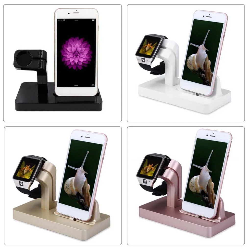 

Charging Base 2-in-1 Charger Dock Smart Watch Phone Charging Stand USB Port Charger Station Black