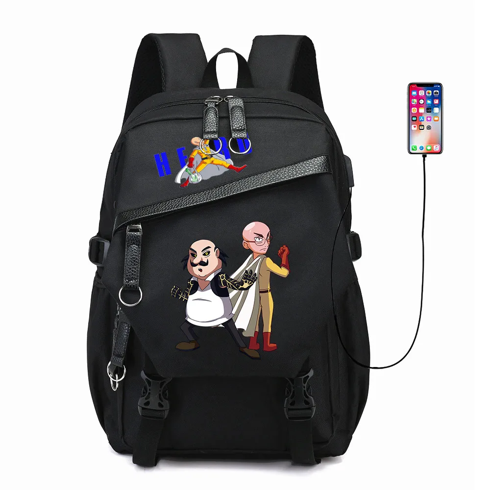 

Anime One Punch Man USB Print Knapsack Student Cartoon Bookbag Travel Laptopbag Teenagers Schoolbag Oxford Cloth Casual Backpack