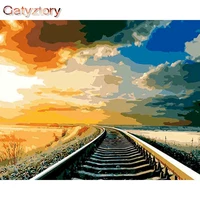 gatyztory track scenery painting by numbers for adults 40x50cm handmade diy gift oil paint color on canvas home wall decorations