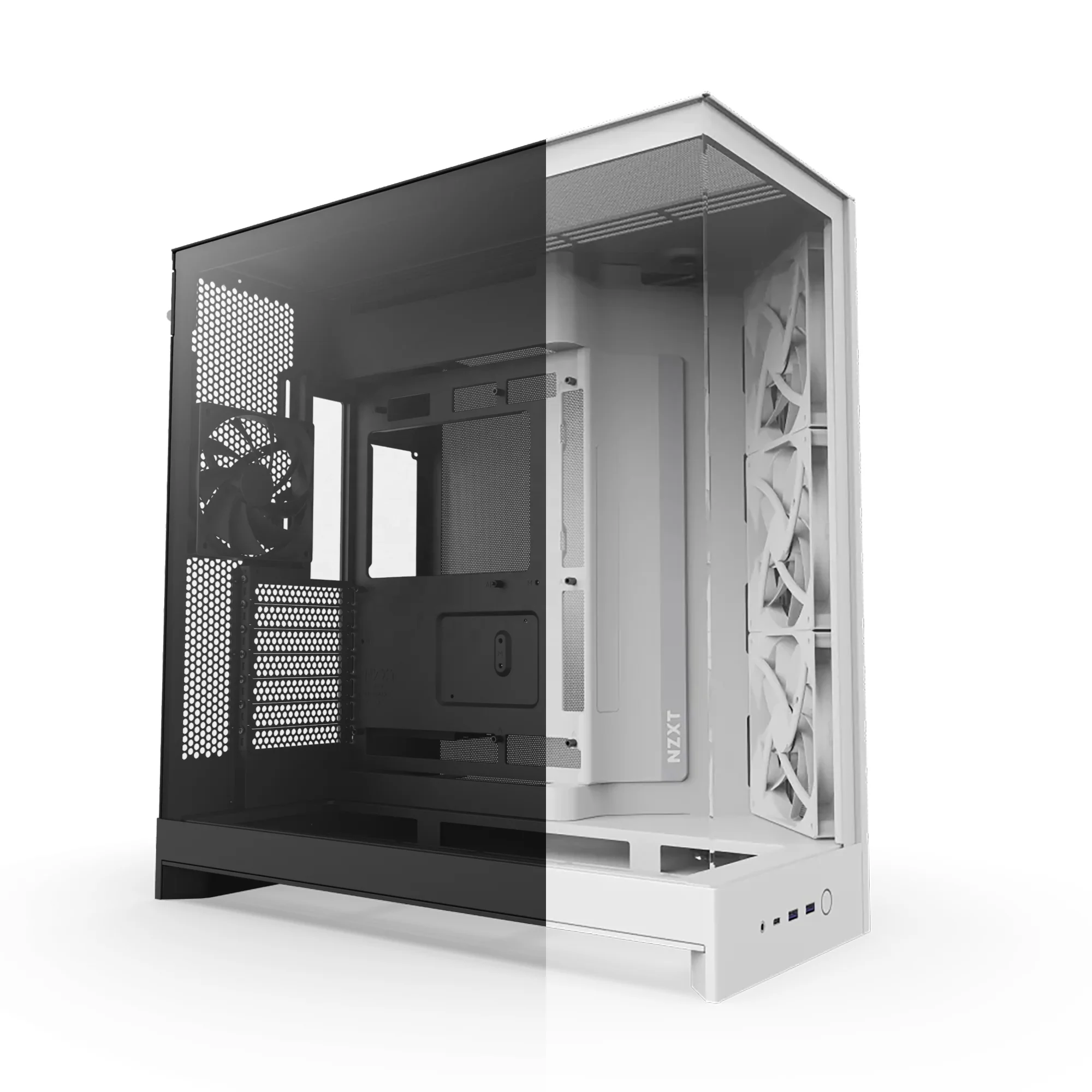 Фото Новый игровой корпус для ПК 2025 NZXT H9 Flow Black White Mid-Tower ATX со стеклянной панелью и 4 предустановленными вентиляторами для самостоятельной сборки игрового настольного компьютера №2