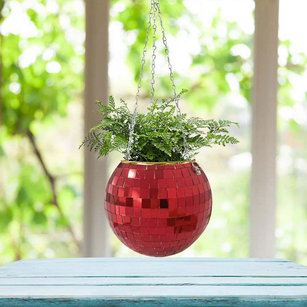 

Disco Ball Hanging Flower Pot Hanging Basket Garden Balcony for Indoor Plants Planter Pots Basket Garden Decoration