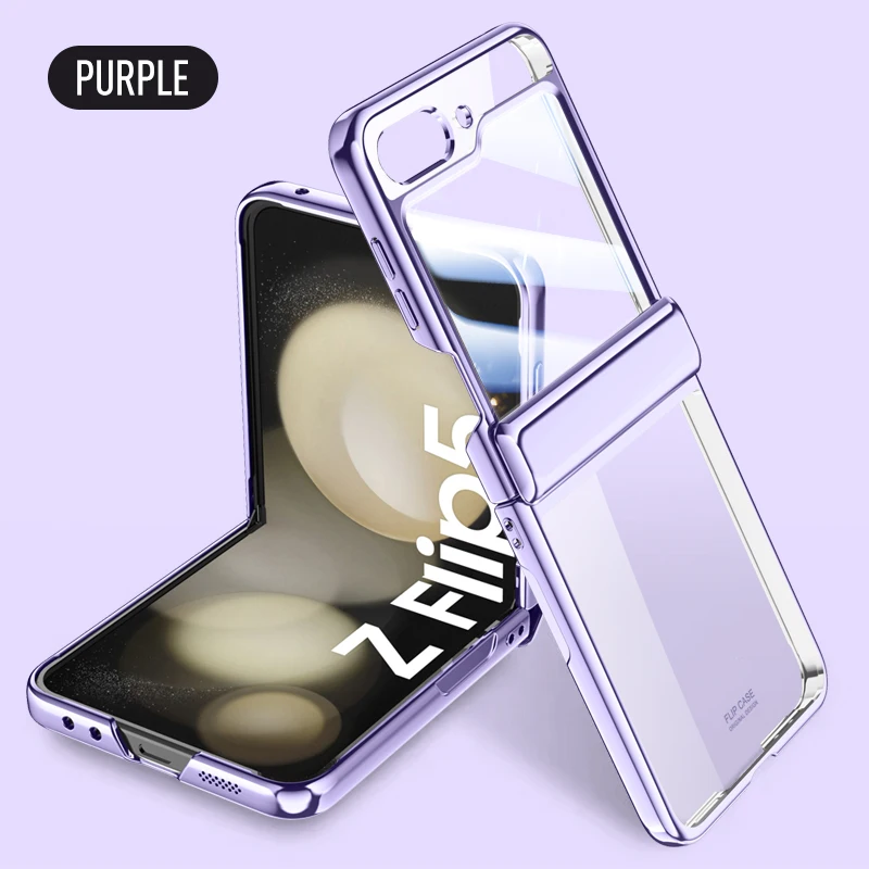 

Electroplating Transparent Phone Case for Samsung Galaxy Z Flip 5 Flip5 5G Full Inclusive Chain Hard Shell Shockproof Cover