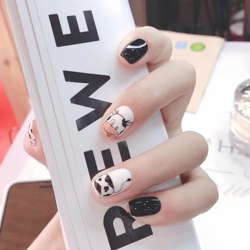 

24Pcs French Tips Full Cover Nail Tips Sweet False Nails With Flower Design Nail Art Tools Fake Nails Press On Nails