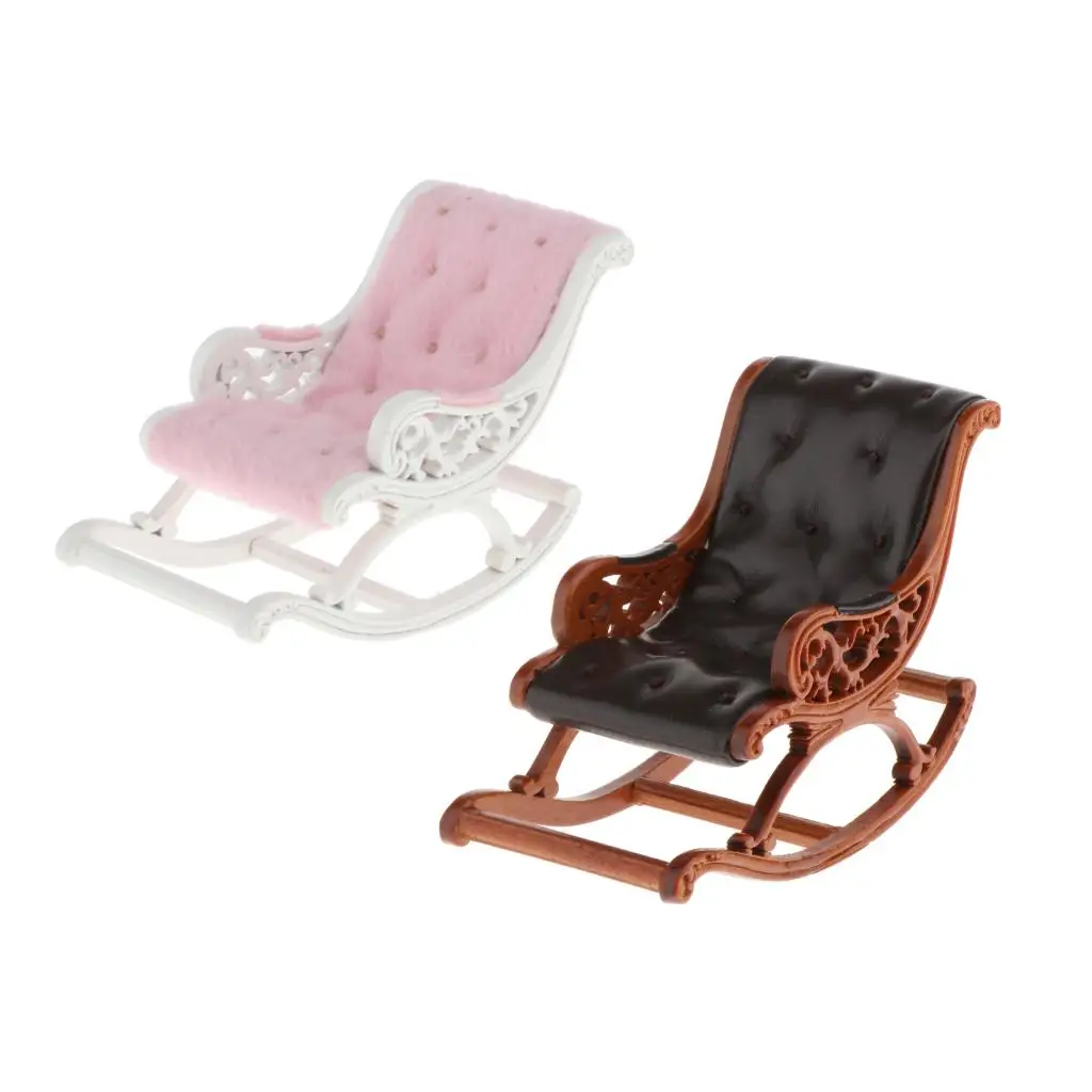 

Миниатюрное деревянное кресло-качалка в масштабе 1:12 для кукольного домика, винтажная модель мебели