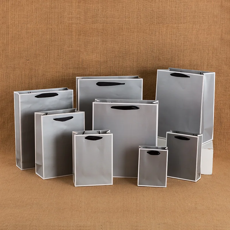 Тонкий серебристо-серый бумажный пакет сумка для подарков подарок на день