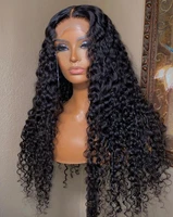 26inch 180%density brazilian soft loose wave natural black preplucked middle part lace front wig for black women with baby hair