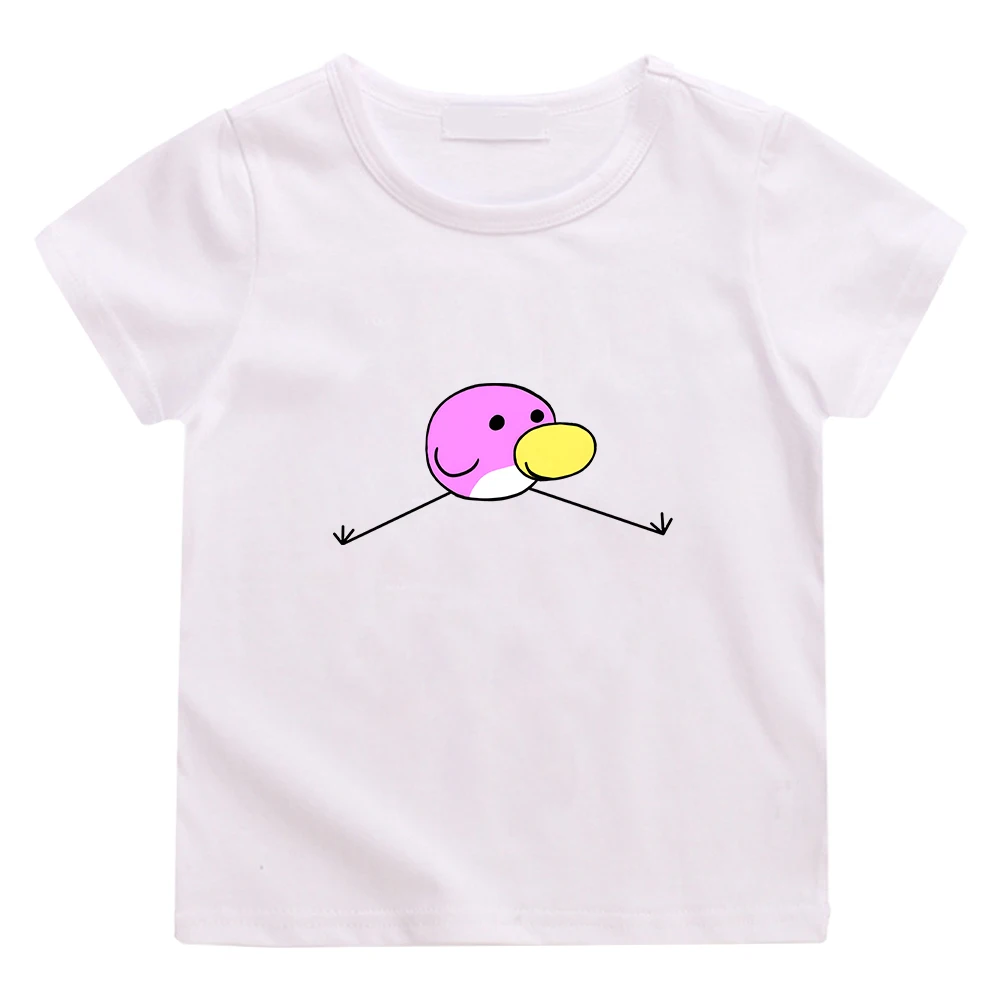 

Huebird of Happiness Game Cartoon T-shirt 100% Cotton Boys/Girls Children Tee-shirt Summer Kawaii Graphic Printing Tshirt O-neck