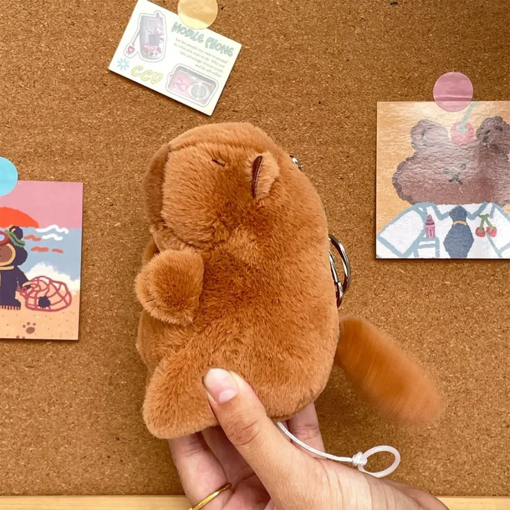 Мягкий фаршированный хвост виляющая капибара брелок Kawaii милый плюшевый с