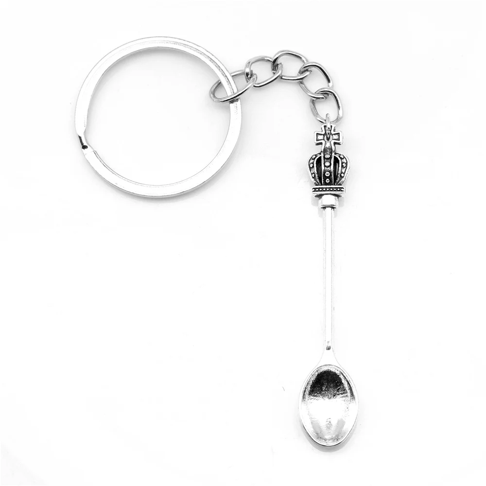 

1pcs Antique Silver Color 10x55mm Crown Key Keychain Handmade Jewerly Diy