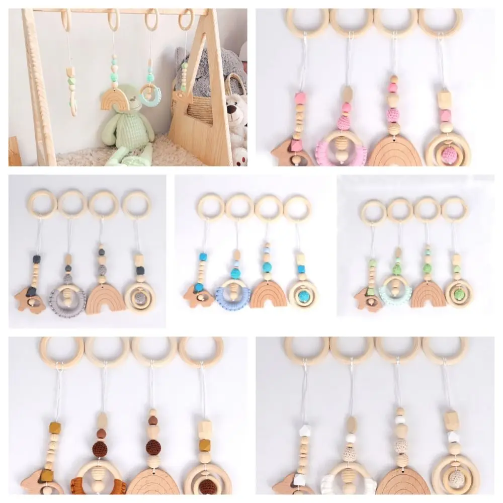 

Sensory Wooden Beech Activity Gym Frame Rabbit Crochet Baby Gym Toys Play Frame Baby Crib Hooks Stroller Toy Ring Bed Rings