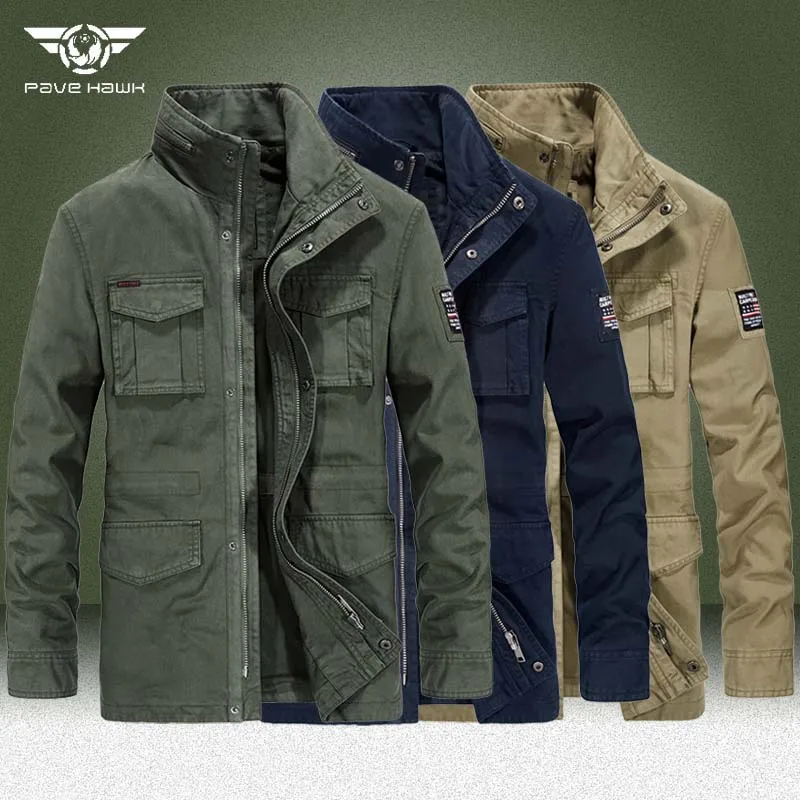 Military Cargo Jacket Men Autumn Winter Multi-pocket Mid-Long Windbreaker Coats High Quality Stand Collar Army Tactical Jackets